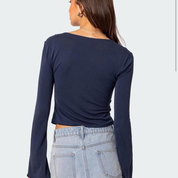 Edikted navy Maxine flowy twist front top - Picture 2 of 3